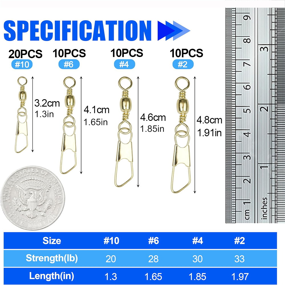 50Pcs Gold Fishing Barrel Swiv - Fishing Lure Accessories incelemesi ve fiyatı
