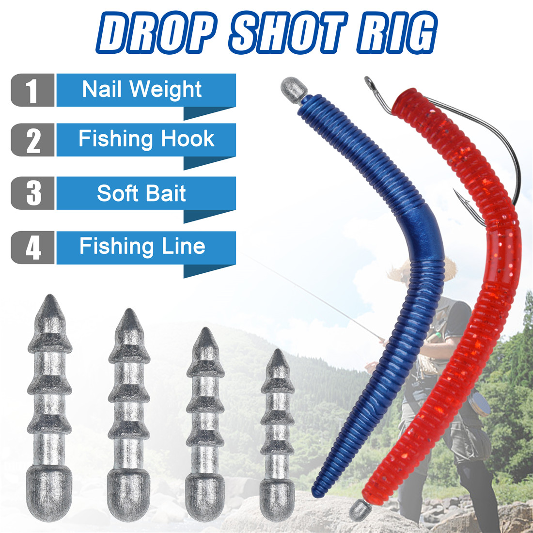 60PCS Nail weights Worm Fishin - Fishing Lure Accessories incelemesi ve fiyatı